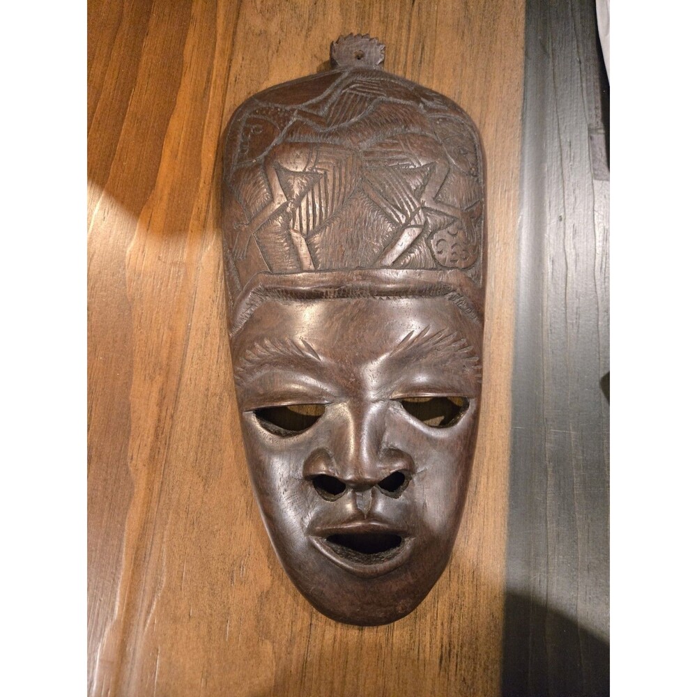 African Tribal Mask Wood Hand Carved Mask Made In South Africa